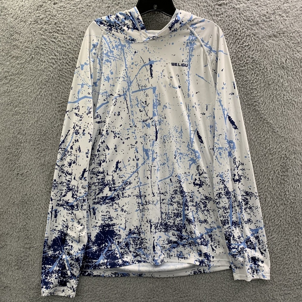 WELIGU Hoodie Mens XXL White Blue Lightweight*